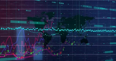 Poster - Visualizing global financial data with graphs and charts in animated world map