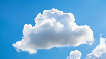 Poster - Fluffy White Cloud Against a Bright Blue Sky Perfect for Natural Imagery : Generative AI
