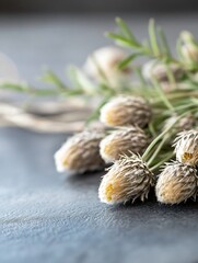 Poster - Elegant arrangement of dried flower buds on a soft surface highlighting the beauty of nature and organic textures in design : Generative AI