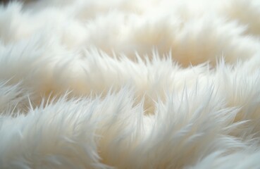 Poster - Close-up soft white fur background. Fluffy animal texture, warm surface. Abstract natural pattern with long hair. Fashion textile, carpet, rug design.