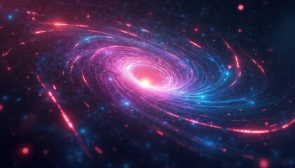 Poster - Abstract neon fractal wallpaper with cosmic vortex. Colorful spiral waves, multicolor swirls explode. Abstract futuristic digital background, energy, bright light motion.