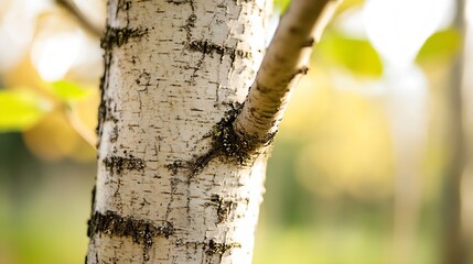 Poster - Closeup of a birch tree's textured bark showcasing nature's beauty and detail : Generative AI