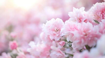 Poster - Close up of delicate pink flowers blooming in a beautiful garden during springtime : Generative AI
