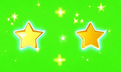 Wall Mural - sparkling star 2d alpha channel green screen. vector, doodles style stars blinking effects
