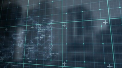 Poster - Animation of digital schematics and data visualization overlay in school setting