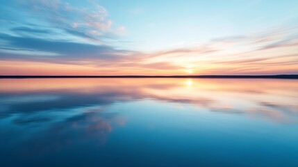 Leinwandbilder - Reflective calm water at sunset creating a breathtaking mirror effect in the sky : Generative AI