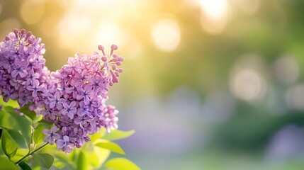 Aufkleber - Delicate lilac flowers basking in soft sunlight creating a dreamy and peaceful scene : Generative AI