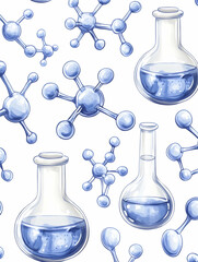 science lab glassware molecular pattern