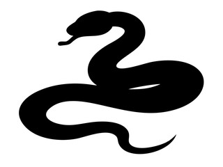Poster - Serpentine Silhouette: A minimalist, sleek black silhouette of a snake, coiled elegantly, exudes a sense of mystery and power AI Generative