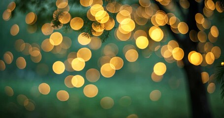 Poster - bokeh of light on a tree. out-of-focus light on a tree with a blurred background. blurred background