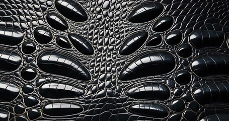 Poster - Crocodile skin in black, background, and texture.