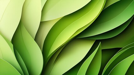 Poster - Exploring the beauty of layered tropical leaves in fresh eco-friendly paper art style with vibrant green tones and smooth shadows
