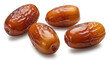 © backstock - Studio Shot Displaying a Grouping of Glossy Brown Dates Against a White Background