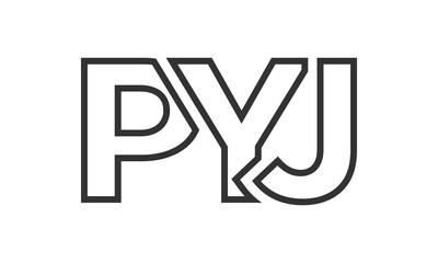 Poster - PYJ logo design template with strong and modern bold text. Initial based vector logotype featuring simple and minimal typography. Trendy company identity.