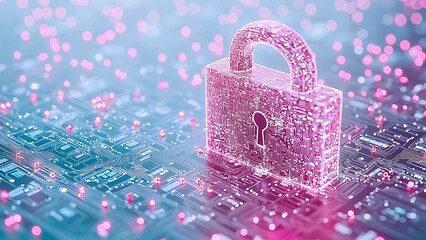 Poster - a padlock on a circuit board representing data protection.