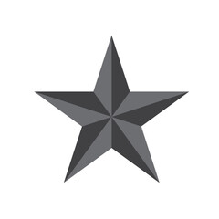 Leinwandbilder - Gray five-pointed star with facets creating light and shadow effects, isolated on transparent background. Vector illustration.