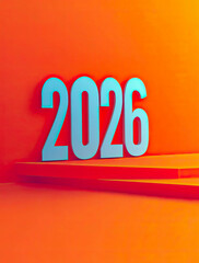 Aufkleber - A thick and structured number 2026 floats on a bright background, radiating energy and enthusiasm