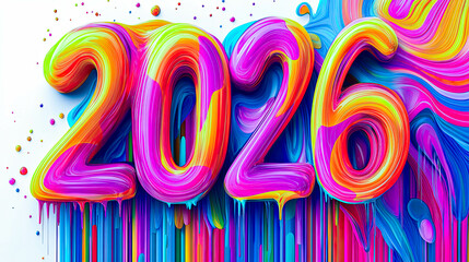Poster - Colorful 2026 celebration artwork with vibrant hues and dynamic patterns for the upcoming year