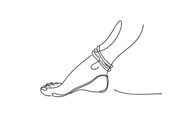 Poster - SingleLine Drawing Elegant Foot, Ankle Bracelet, Minimalist Art