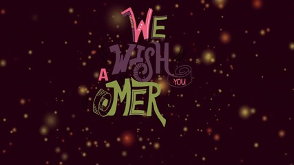 Wall Mural - colorful lights creating festive animation with we wish you merry christmas text