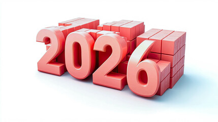 Poster - Trendy 2026 render style lettering showcasing modern design elements on a clean white backdrop