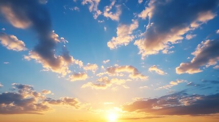 Leinwandbilder - Beautiful sunset with vibrant clouds illuminating the sky at dusk : Generative AI