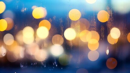 Aufkleber - Colorful bokeh lights reflecting on a misty window creating a warm and cozy atmosphere for the season : Generative AI