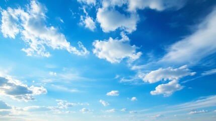 Poster - Bright and clear blue sky with fluffy white clouds creating a perfect backdrop for outdoor activities : Generative AI
