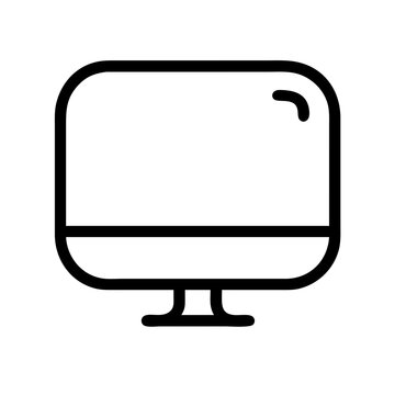 Minimalist computer monitor illustration in black outline  