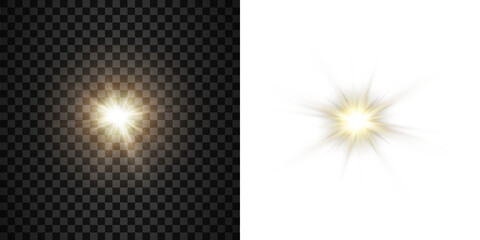 Wall Mural - vector transparent sunlight with sun glare. overlay, sun rays and glare, sun, sunrays, light transit
