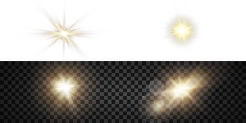 Wall Mural - vector transparent sunlight with sun glare. overlay, sun rays and glare, sun, sunrays, light transit
