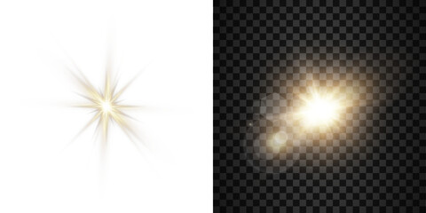 Wall Mural - vector transparent sunlight with sun glare. overlay, sun rays and glare, sun, sunrays, light transit