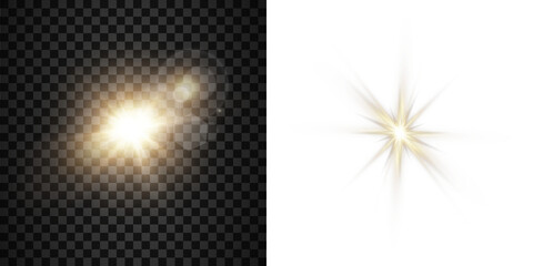 Wall Mural - vector transparent sunlight with sun glare. overlay, sun rays and glare, sun, sunrays, light transit