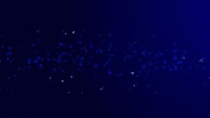 Glowing dark blue particle Bokeh dynamic flowing shapes futuristic and digital aesthetic blue particle waves digital cyber wave made of particles dots moves. big data on 4k motion gradient background