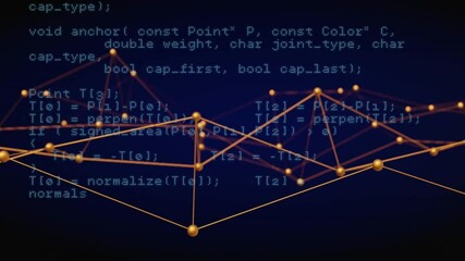 Poster - Data processing animation with network connections over programming code background