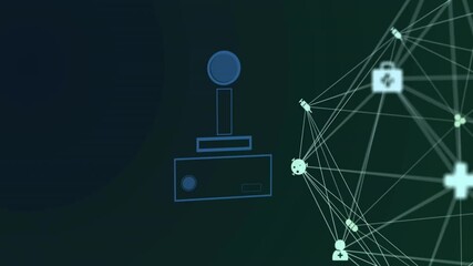 Poster - Animating joystick with network connections on dark green background