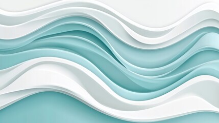 Poster - Aqua and White Abstract Flowing Waves Background.