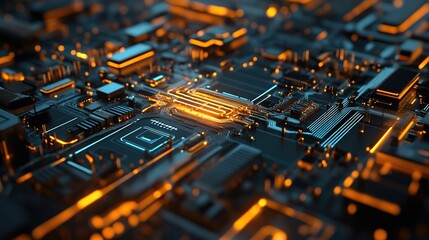 Poster - An advanced quantum AI system optimizing factory production lines.
