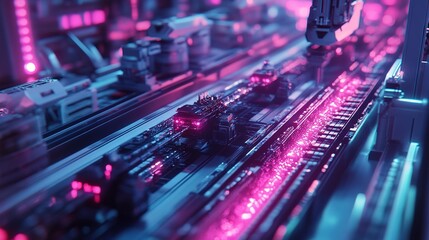 Poster - An advanced quantum AI system optimizing factory production lines.