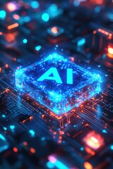 Poster - Glowing AI Circuit Board Representing Advanced Technological Innovations