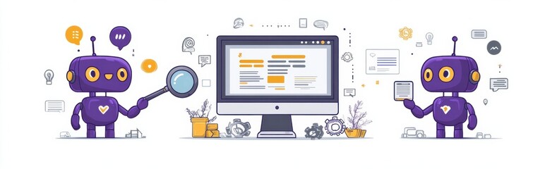 Poster - Illustration of AI Chatbots Interacting with Digital Information