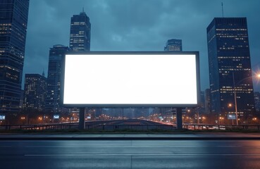 Aufkleber - Blank billboard mockup on city street at night. Empty advertising banner, large display for marketing messages. Commercial urban scene, space for ad, promotion in downtown.