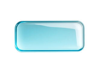 Light Blue Glass Rectangular Button with Transparent Background, PNG