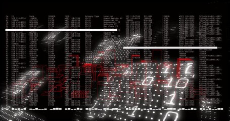Poster - Animation of digital data and code overlaying glowing cityscape at night