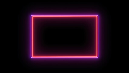 Poster - A glowing neon rectangular frame with vibrant pink and purple edges against a black background.