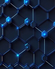 Fototapete - High-tech blockchain concept showcasing interconnected network nodes with glowing blue layers in a futuristic digital design Generative AI