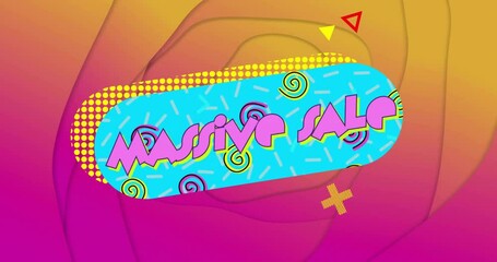Poster - Colorful geometric patterns with Massive Sale text in vibrant animation style