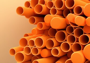 Poster - Abstract composition of vibrant orange tubes stacked together