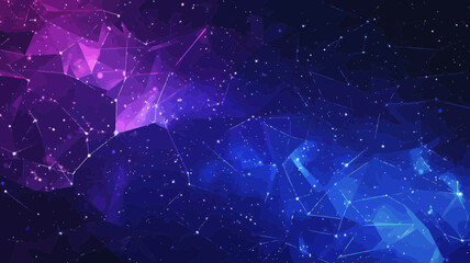 Poster - Abstract Polygonal Space-Themed Background for Football Championship with Low Poly Design in Blue and Purple Tones, Flat Minimalist Sports Illustration