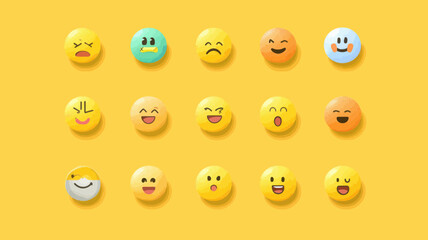 Poster - iOS 16.4 Emoji Update Vector Illustration - New Emoticons Set on Yellow Background for Messaging and Communication